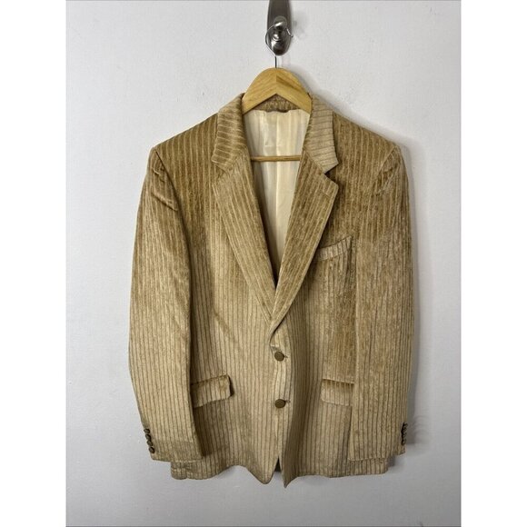 Vintage Singer Silk Corduroy Men 44 Blazer Sports Coat 70s Groovy
